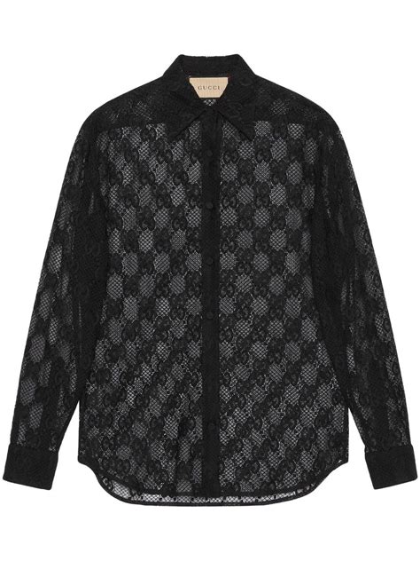 chemise gucci noir homme|Chemise en jacquard de nylon à motif GG en noir .